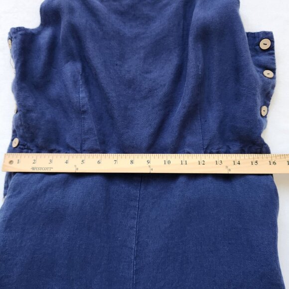 Son De Flor 100% Linen Jumpsuit Navy Blue Sustainable Comfy Casual Cute Boho - Picture 14 of 15